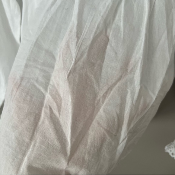 NWOT LOFT White Eyelet Ruffle Blouse Large Cotton Long Sleeve Cottagecore Chic - Picture 11 of 15